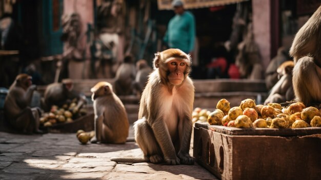 Free AI Image  Close up on monkeys at the market