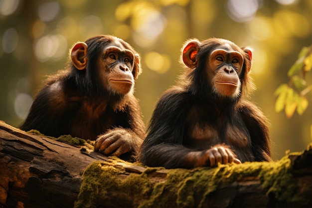 Close up on monkeys in nature