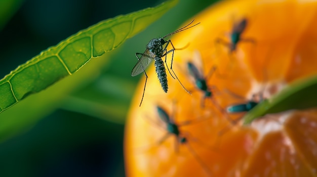 自然の中の近距離の蚊