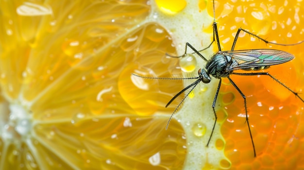 Close up mosquito in nature