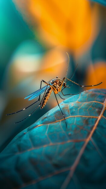 Close up mosquito in nature