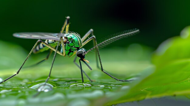 Close up mosquito in nature