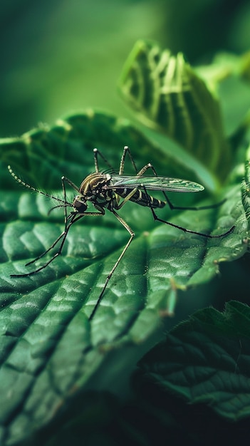 Close up mosquito in nature