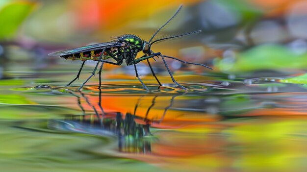 Close up mosquito in nature