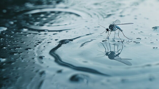 Close up mosquito in nature