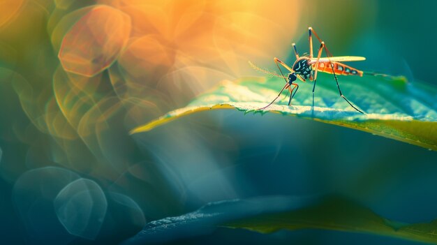 Close up on mosquitoes in nature