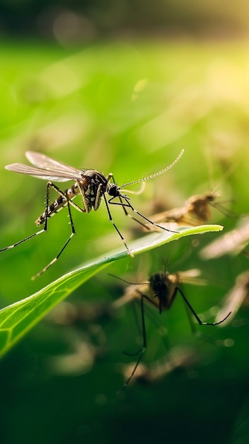 Free photo close up on mosquitoes in nature