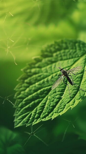 Close up on mosquitoes in nature