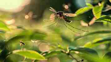 Free photo close up on mosquitoes in nature