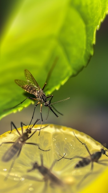 Free photo close up on mosquitoes in nature