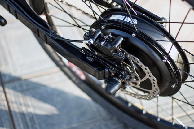 모터 전기 자전거 ebike 자전거의 클로즈업