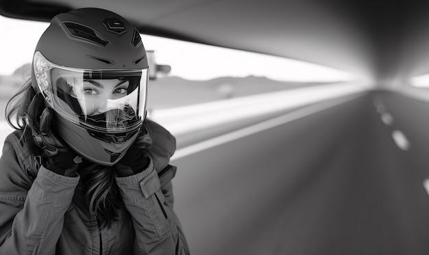 Foto gratuita prossimo piano sul casco da motociclista