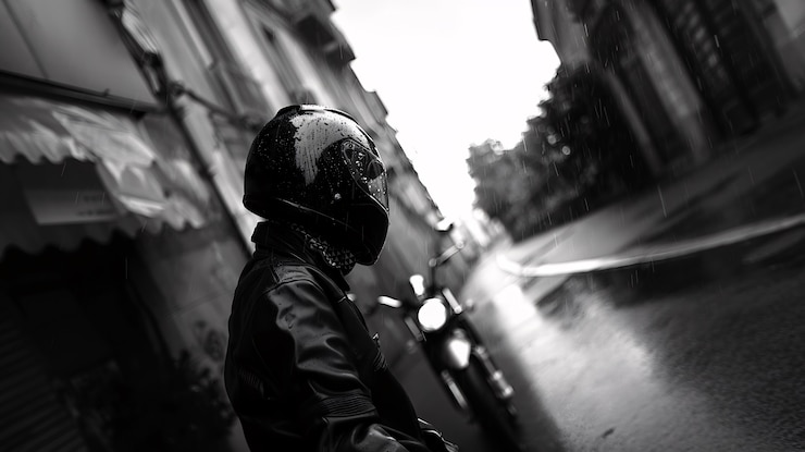 Free Photo close up on motorcycle helmet