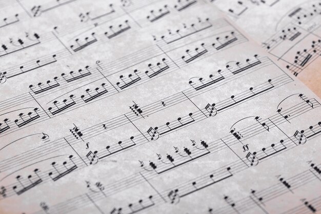 Close up of music notes on paper