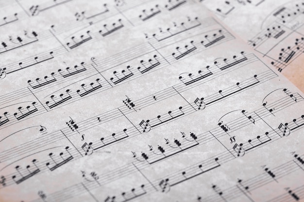 Close up of music notes on paper