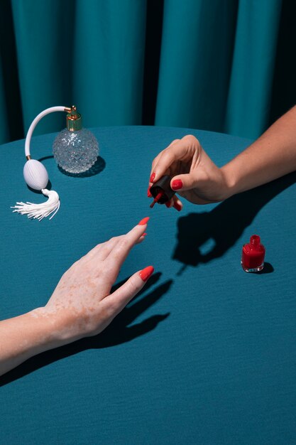 Close up on nail care treatment