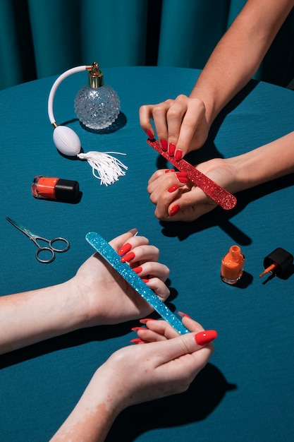 Close up on nail care treatment