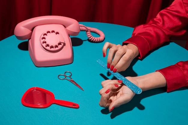 Close up on nail care treatment