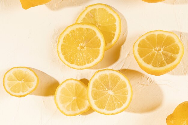 Close-up natural slices of lemon