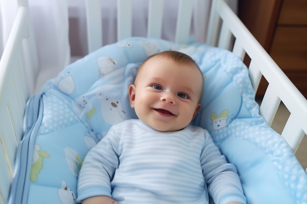 Free photo close up on new born baby in  bed