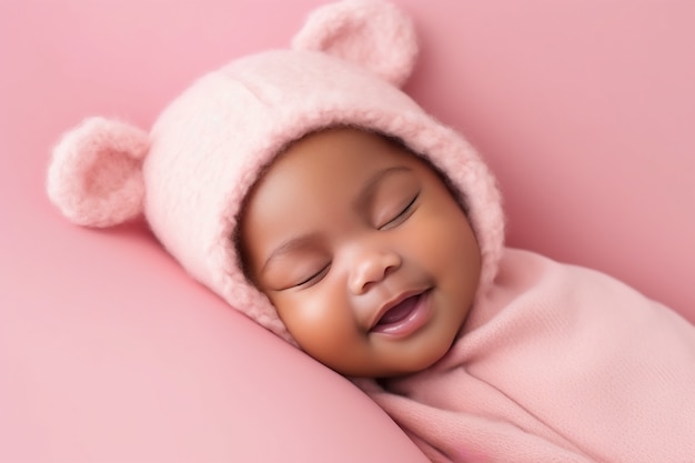Близкий взгляд на новорожденного ребенка, спящего