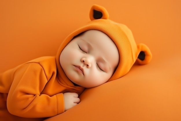 Близкий взгляд на новорожденного ребенка, спящего