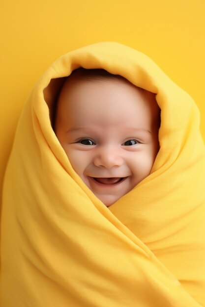 새로 태어난 아기 의 미소 를 근접 으로 찍는 것