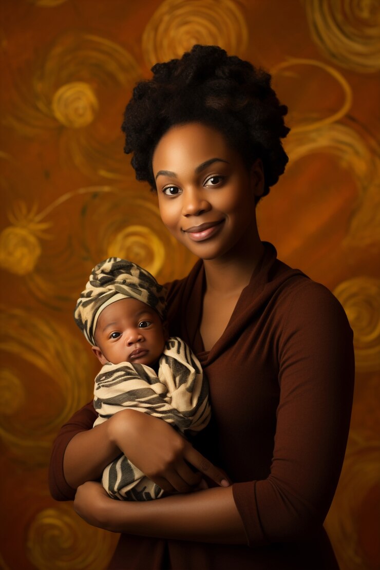 Free Photo close up on new born baby with mom