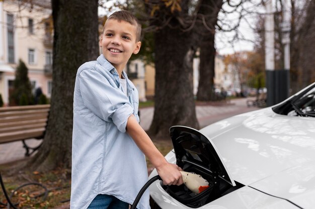 Close up on new electric car