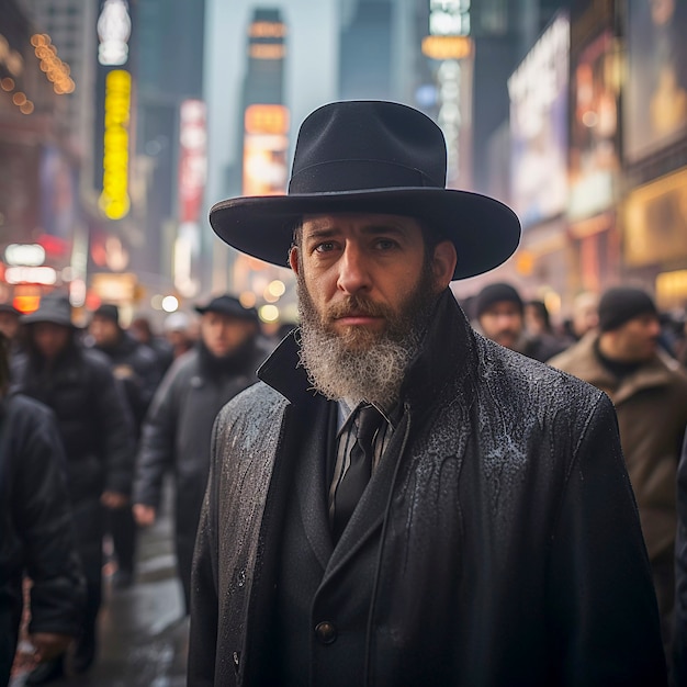 Close up on new york jewish man