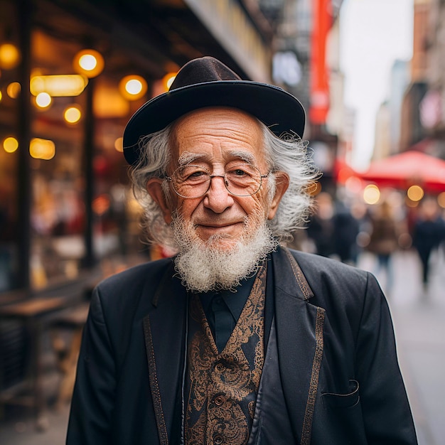 Close up on new york jewish man