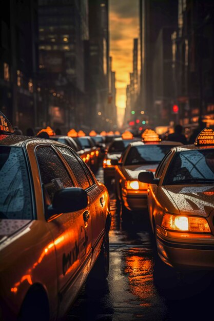 Close up on new york traffic