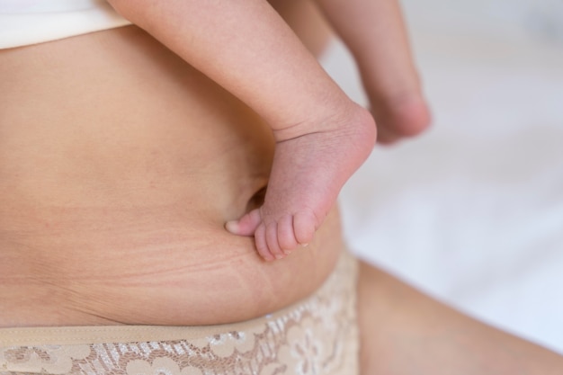 Close up on newborn baby feet