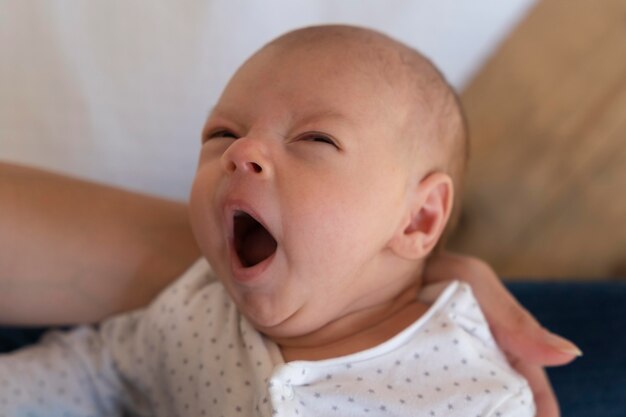 close up on newborn baby