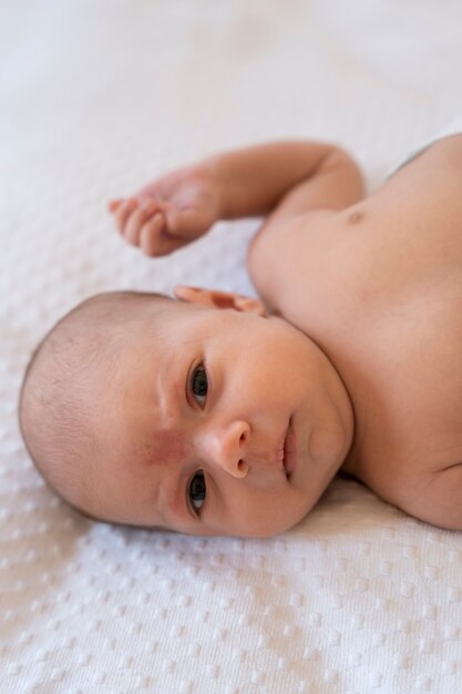 close up on newborn baby