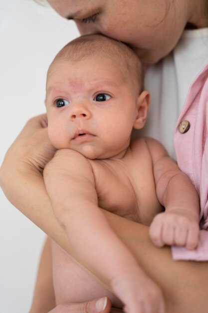 Close up on newborn baby