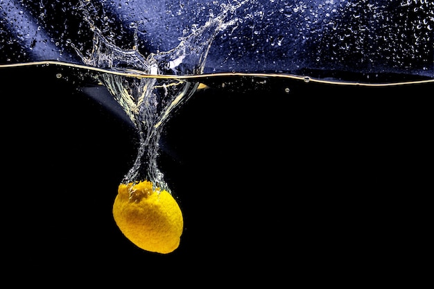 Close-up. object shooting. lemon in water. 