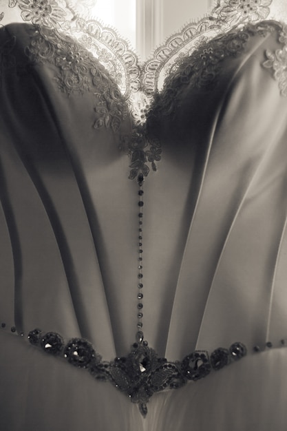 Бесплатное фото Крупный план элегантный корсет свадебного платья