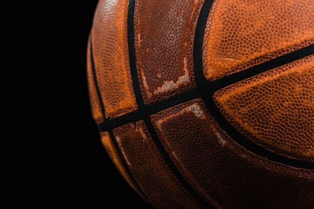 Close-up of old basketball ball
