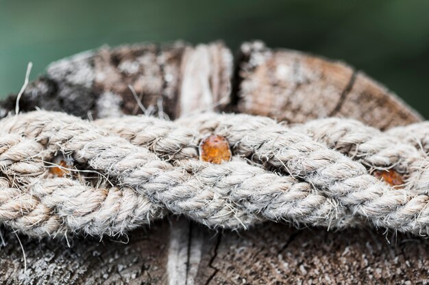 Free photo close-up of old frayed ship rope