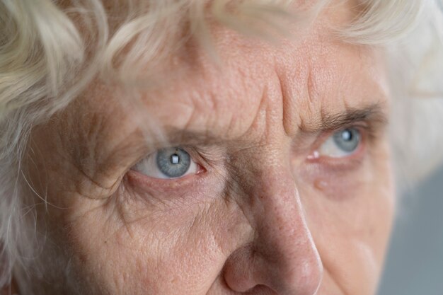 Close up on old person portrait