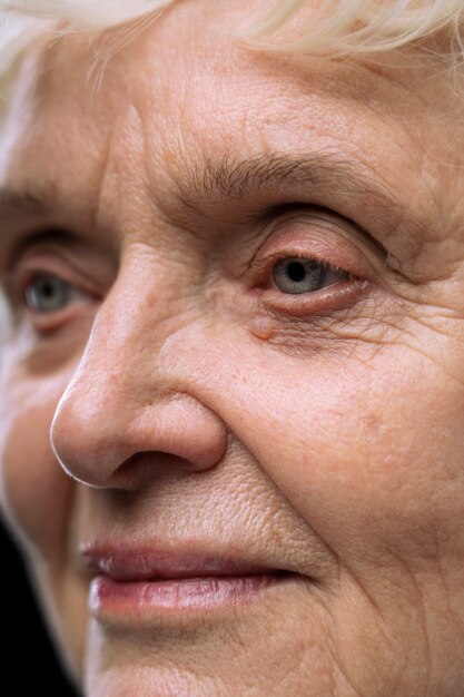 close up on old person portrait