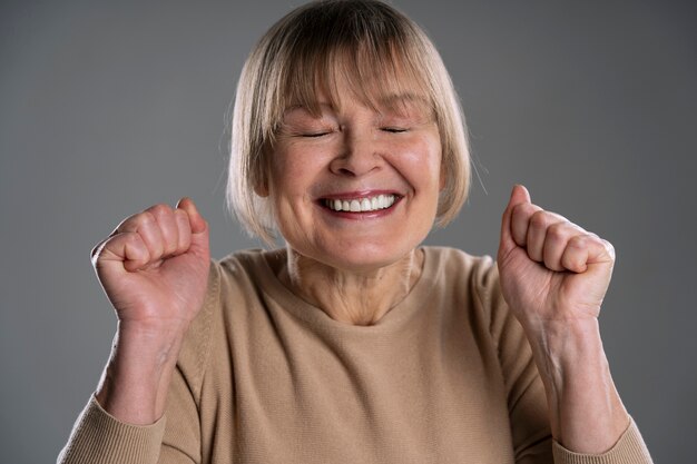 Close up on old person portrait