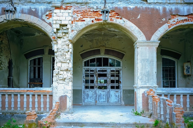 Close-up of an old villa in the city