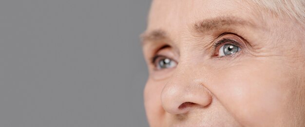 Close-up old woman's eyes