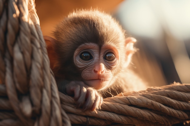無料写真 愛らしい猿の赤ちゃんをクローズ アップ