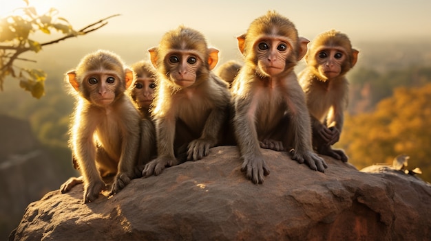 Бесплатное фото Крупный план детенышей обезьяны в природе