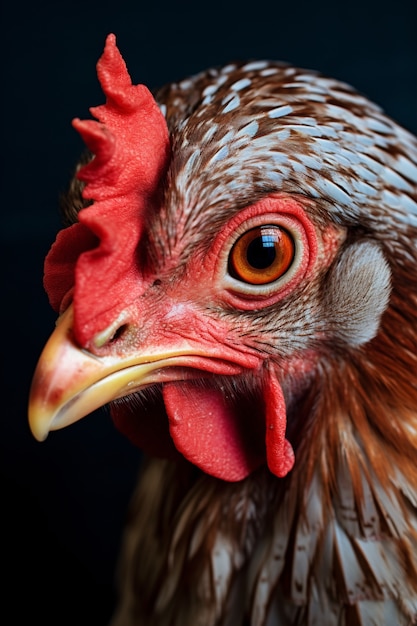 Бесплатное фото Близкий взгляд на красивую курицу