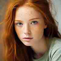 無料写真 美しい赤い頭の女の子の肖像画をクローズ アップ