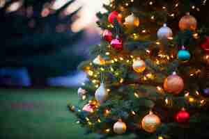 Бесплатное фото Крупным планом красиво украшенная рождественская елка